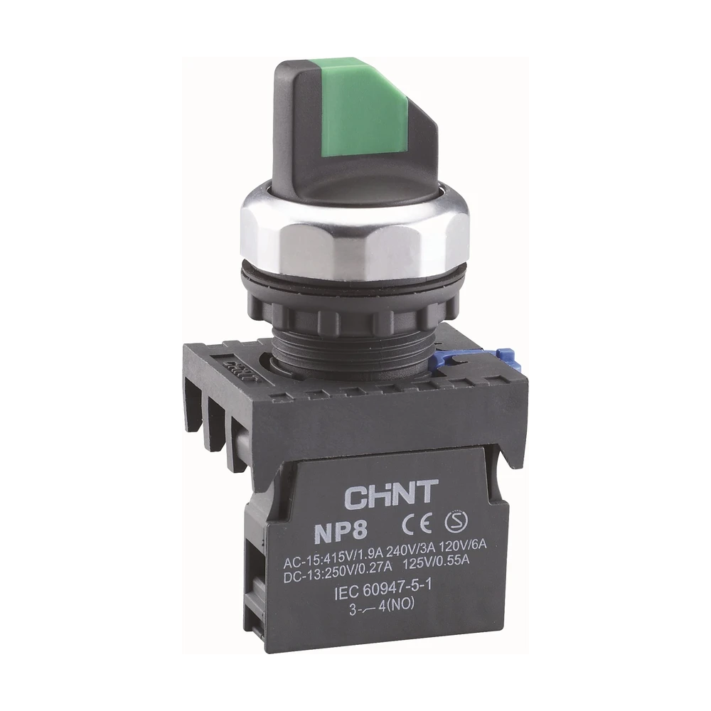 Переключатель без подсветки CHINT NP8-10X/211, 2 положения фиксацией, белый, 1НО, IP65 (R)