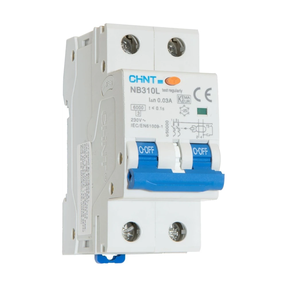 Диф. Авт. выкл. CHINT NB310L 2P 13A 30mA, тип A, х-ка B, 6kA (R)