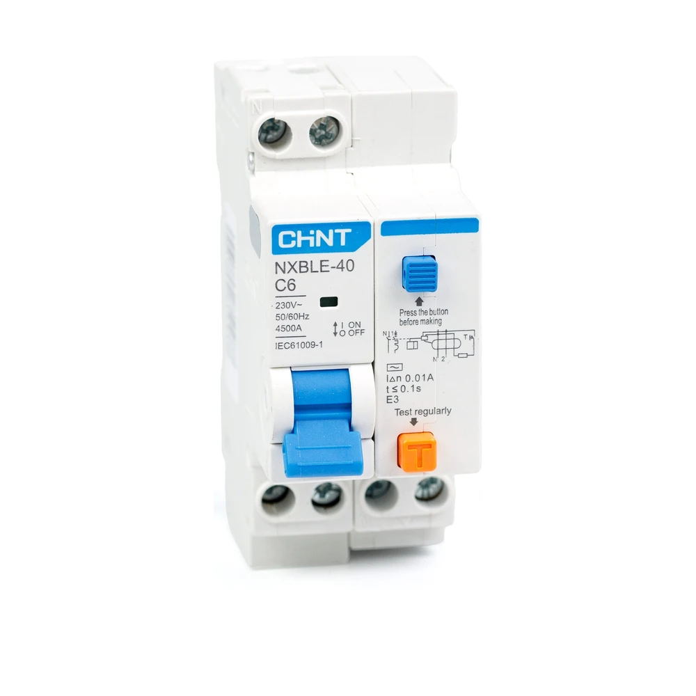 Диф. автомат CHINT NXBLE-40 1P+N 6А, х-ка C 10мА, электронный тип AС, х-ка C, 4,5кА (R)