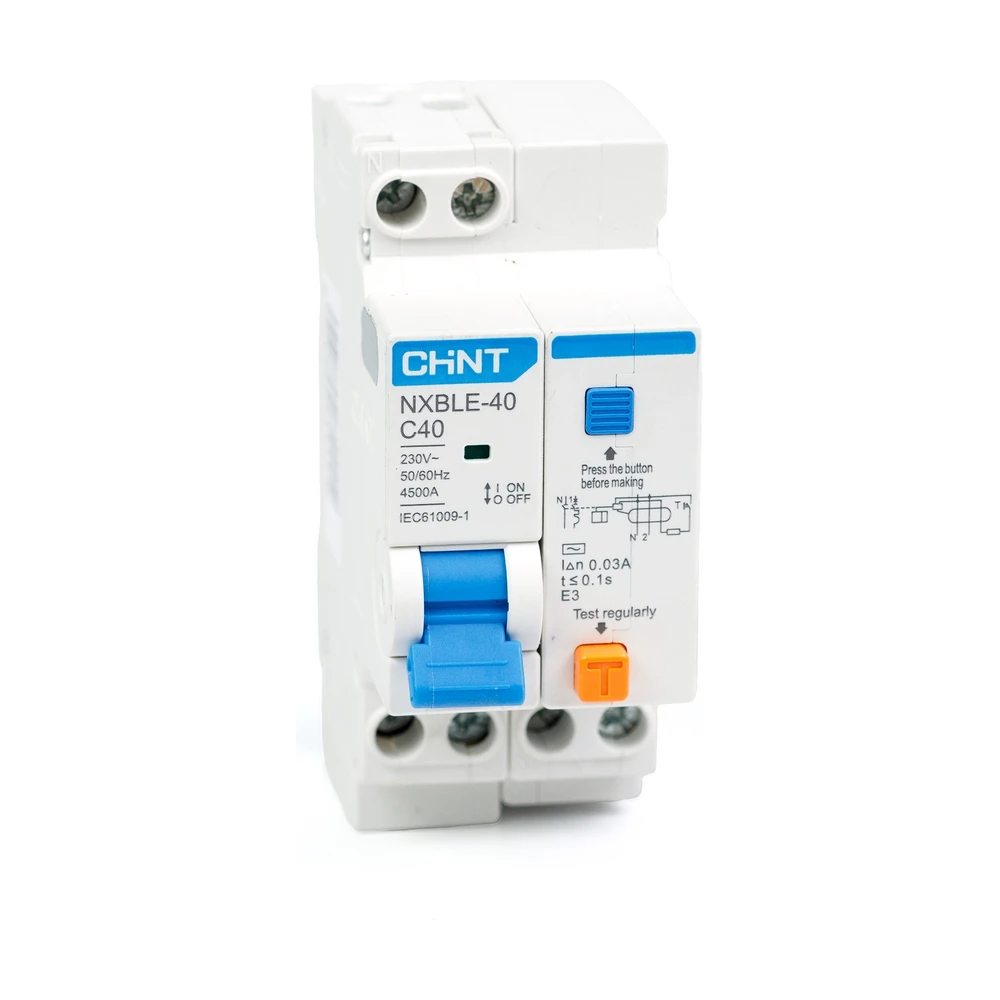 Диф. автомат CHINT NXBLE-40 1P+N 40А, х-ка C 30мА, электронный тип AС, х-ка C, 4,5кА (R)