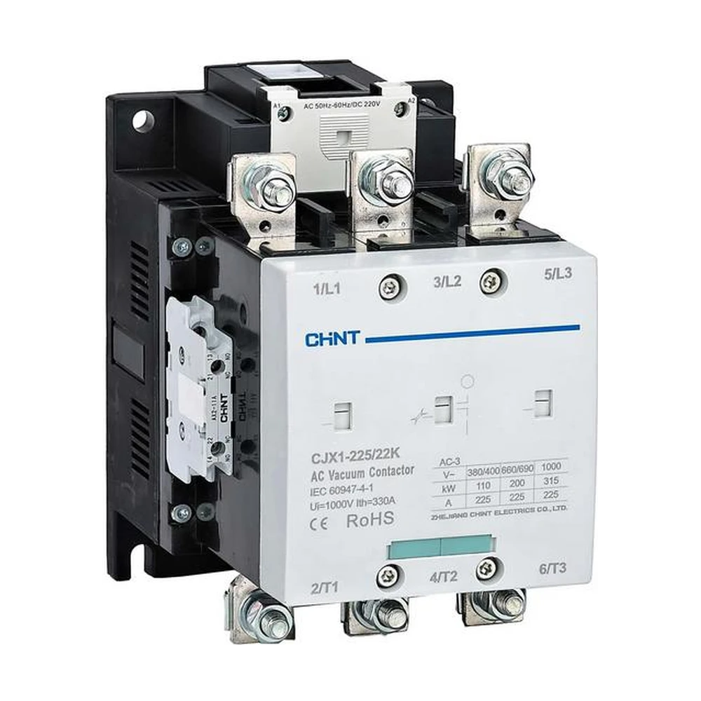 Контактор вакуумный CHINT CJX1-225/22K 225А(АС3) 2НО+2НЗ AC/DC 110В 50/60Гц