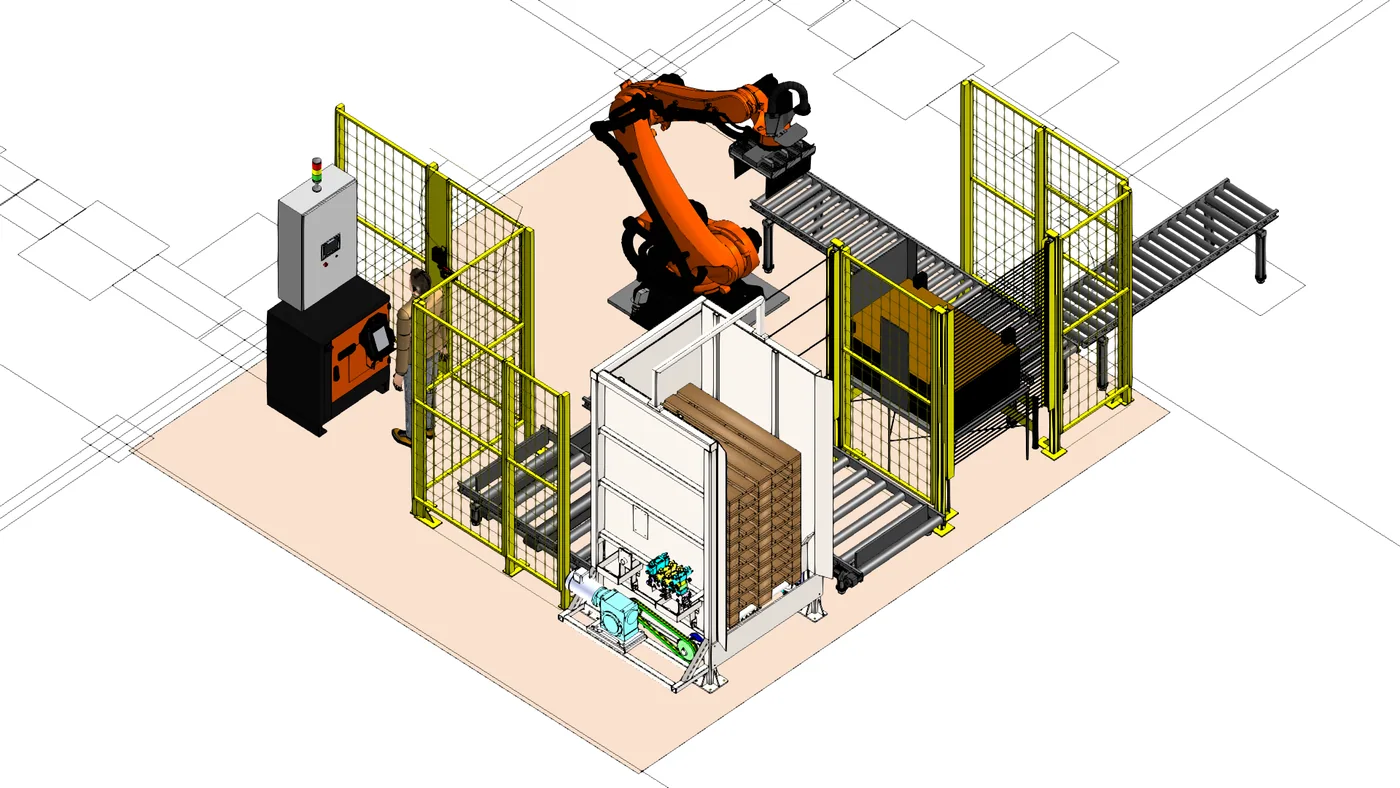 Паллетирование групповых упаковок на роботе KUKA KR 140 R3200