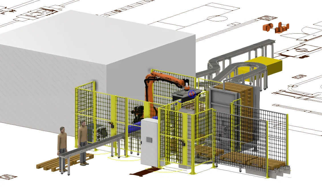 Проектирование роботизированной линии — 3D-модель ячейки KUKA