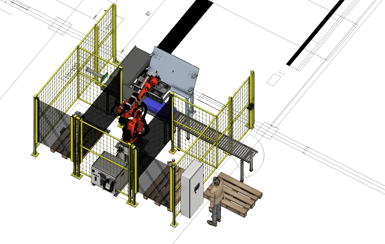 Роботизированная ячейка на роботе KUKA KR 70 с ограждением